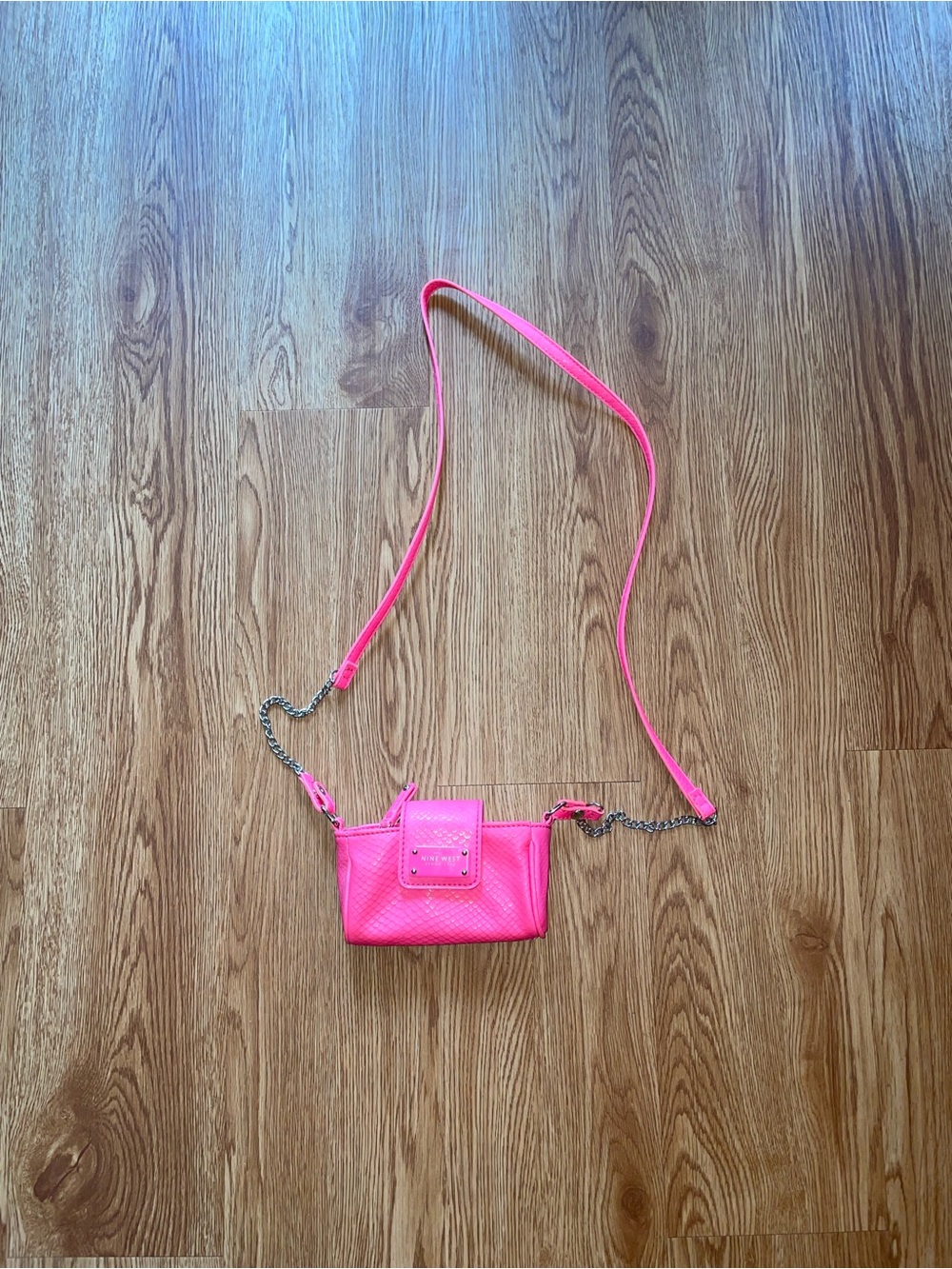 Nine West Hot Pink Quilted Crossbody Bag with Chain Strap